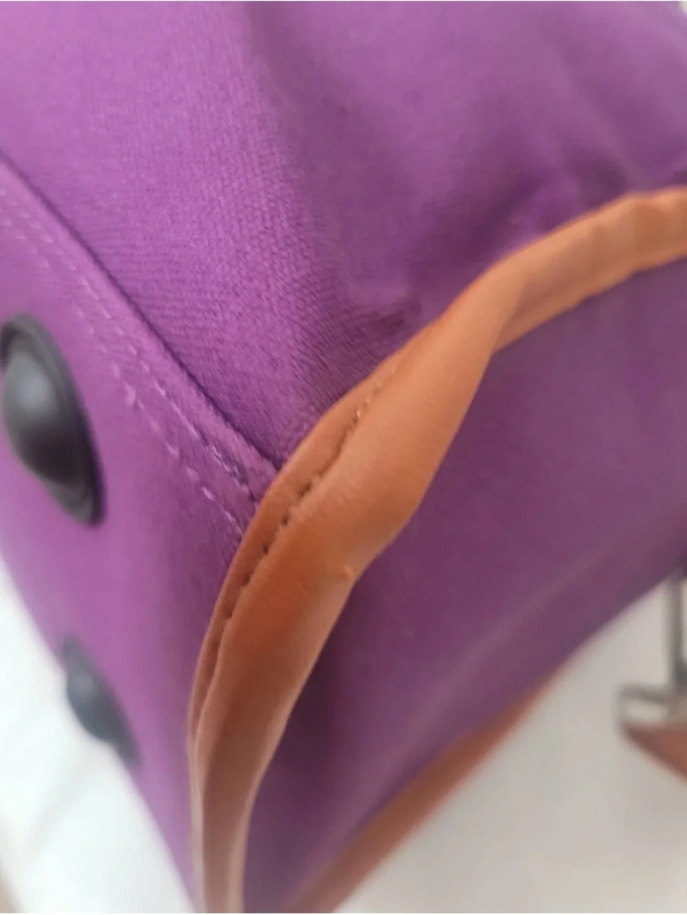 JM New York Purple Travel Weekender Bag with Brown Trim